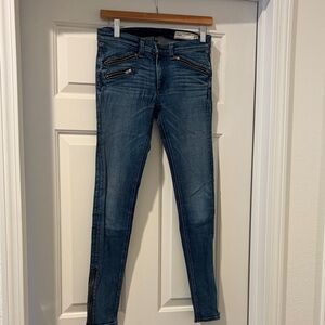 rag & bone Dark Blue Skinny Jeans with Zipper Accents